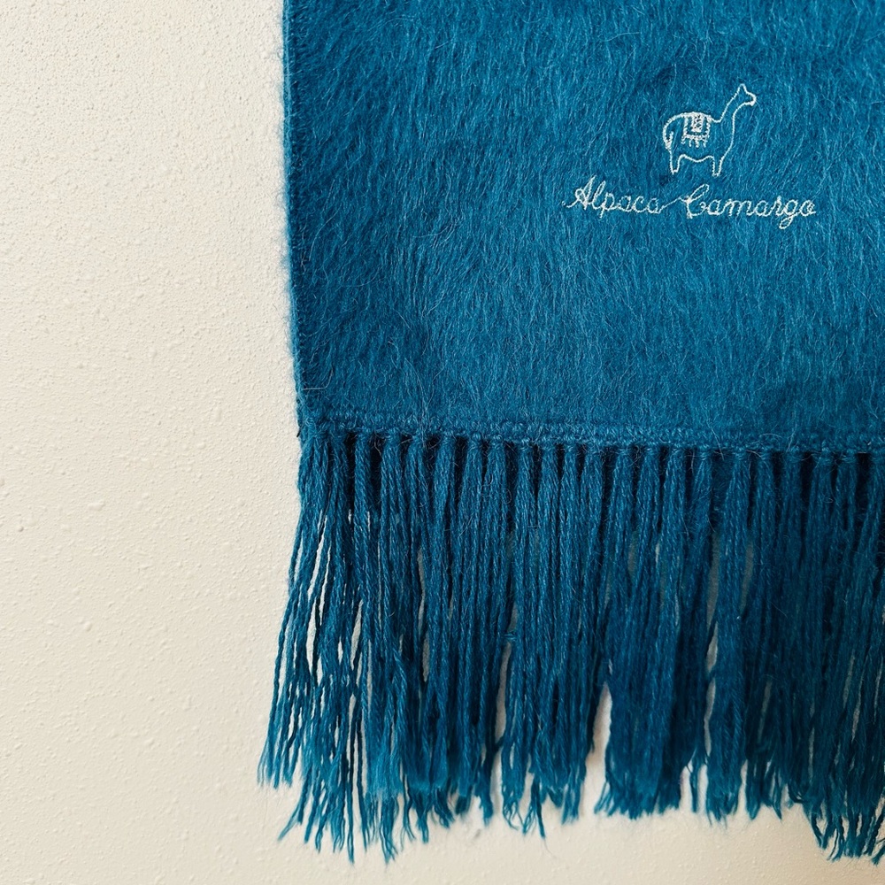 Alpaca Camargo Teal Blue Brushed Alpaca Wool Scarf